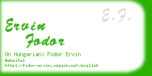 ervin fodor business card